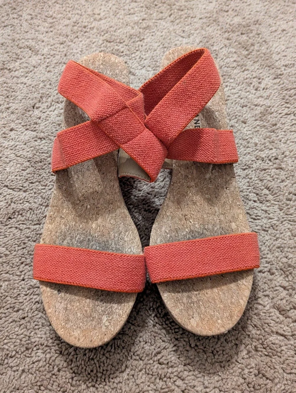 Lucky Brand Marinah Orange Elastic Strap Cork Platform Sandals 10